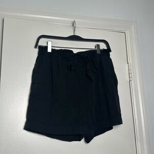 H&M &Denim Black High Waisted Tie-Front Summer Shorts Size 6